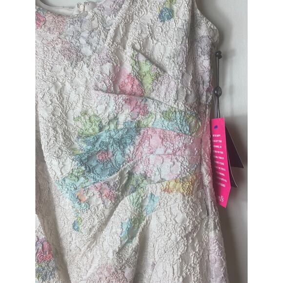 NWT ADRIANNA PAPELL DRESS 18W MATELASSE FLORAL SHORT COCKTAIL METALLIC TEXTURE - Picture 8 of 12